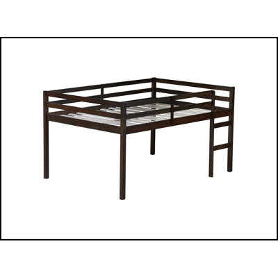 Full Rubber Wood Loft Bed With Ladder,Espresso