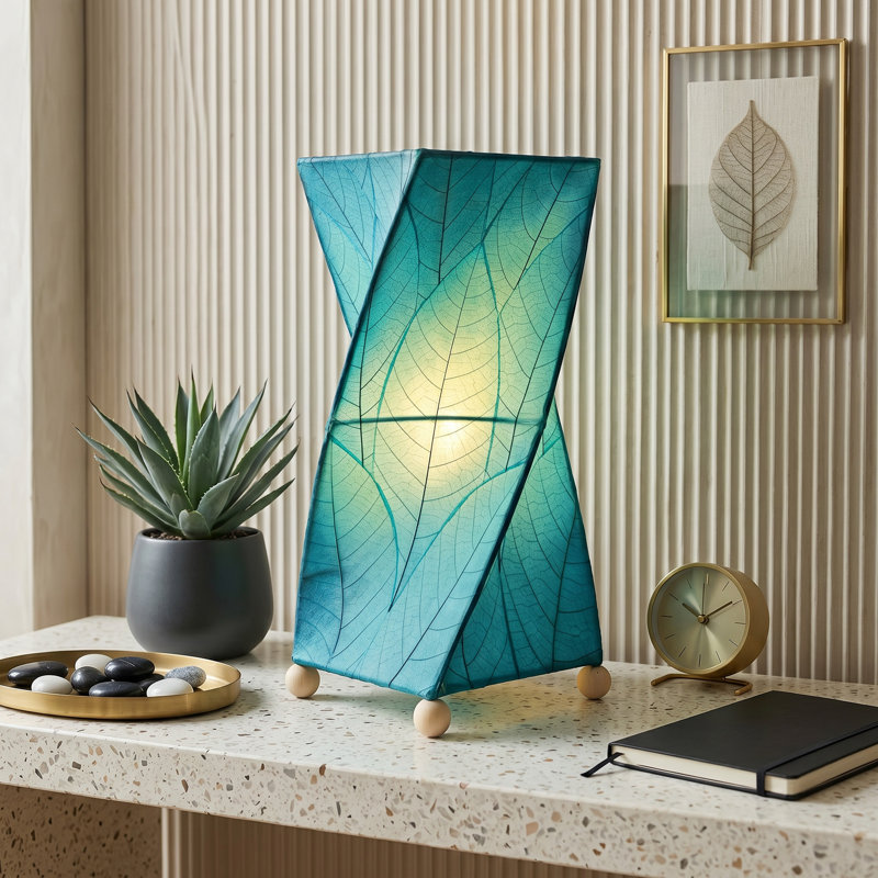 Lampe de table noire 18 po Quintan, Bleu mer