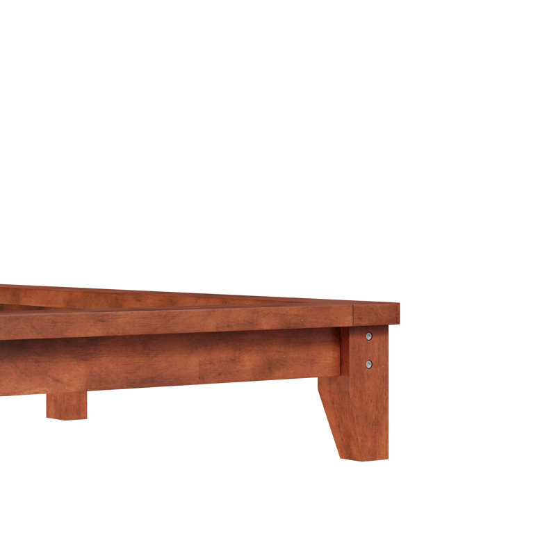 Mid-Century Modern Walnut Platform Bed Frame with Headboard, Solid Wood, Wood Slat Support, No Box Spring Needed,Queen,Brown