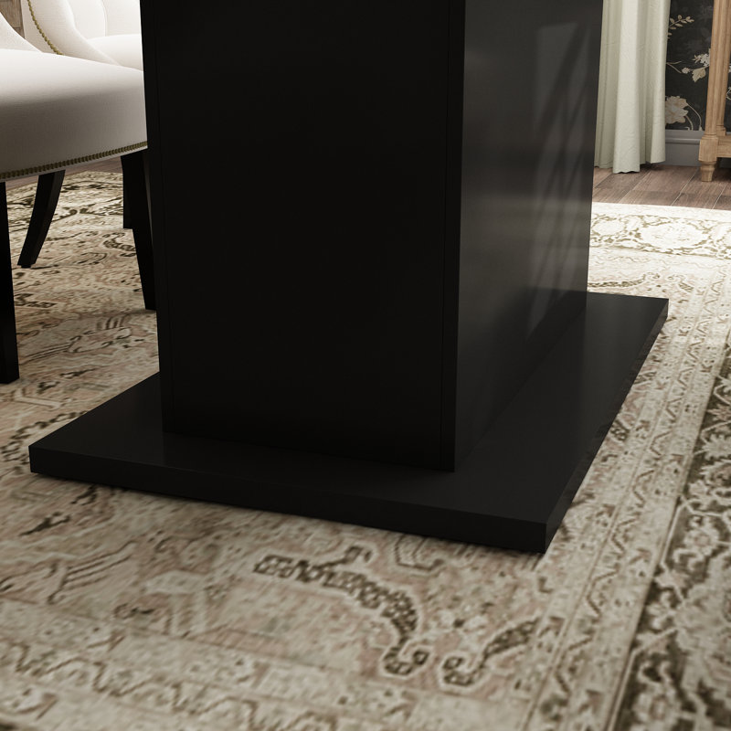 Table extensible à grain de bois et noir - Extension sans couture pour les espaces de salle à manger ou de conférence