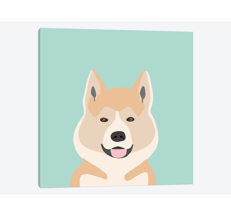 Akita, impression sur toile tendue, H 12 po x l 12 po x P 1,5 po, Toile tendue, Pas de tapis