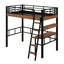 Lit mezzanine en métal avec bureau intégré, tablette de rangement et échelle, conception peu encombrante-1116927546