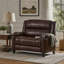Fauteuil inclinable manuel en similicuir avec porte-gobelets et dossier réglable, pieds en bois massif