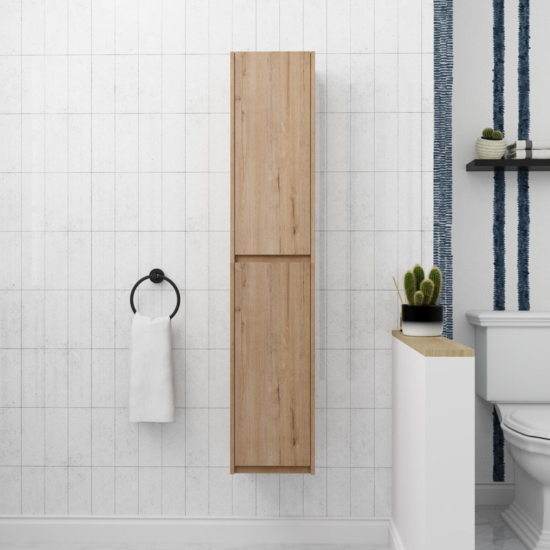 Armoire latérale en armoire flottante de 12 pouces avec porte à fermeture en douceur, Imitation chêne