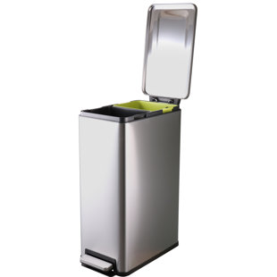 Slim Design Dual-Compartment Trash & Recycling Bin - 2x6 Gallons