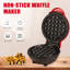 Mini machine à gaufres individuelles, facile à nettoyer, surfaces antiadhésives, 4 pouces, rouge