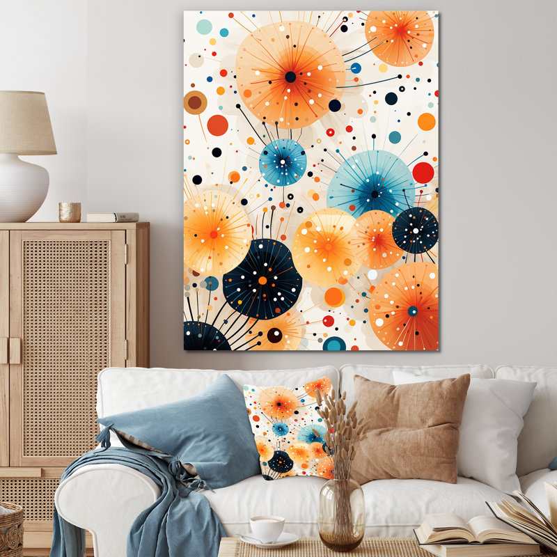 Feux d'artifice orange et bleu - Art mural, Toile tendue, H 40 po x l 30 po x P 1,5 po