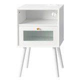 Olexandra Solid Wood Nightstand With USB