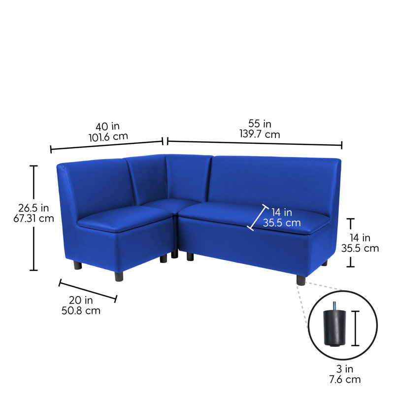 Ensemble de sièges modulaires en L 3 pièces Kid Comfort - bleu, Bleu