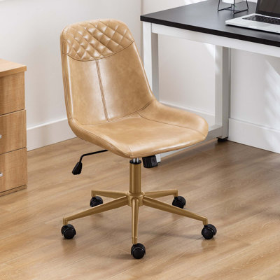 Keavey 23" wide Leather Mid Back Armless Swivel Adjustable Seat Height Home Office Task Chairs by 17 Stories