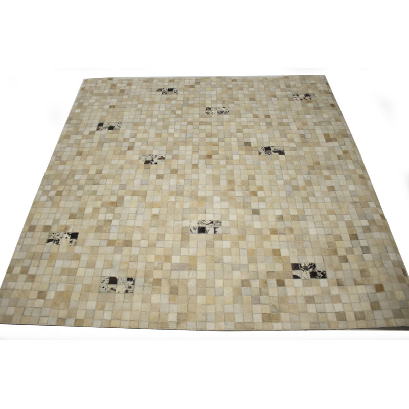 Cowhide Geometric Indoor Rug, Square 6'