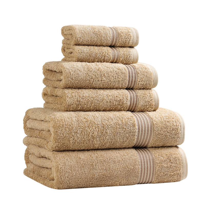Oleg Heritage Egyptian Cotton Absorbent Luxury 6 Piece Bathroom Towel Set, Toast