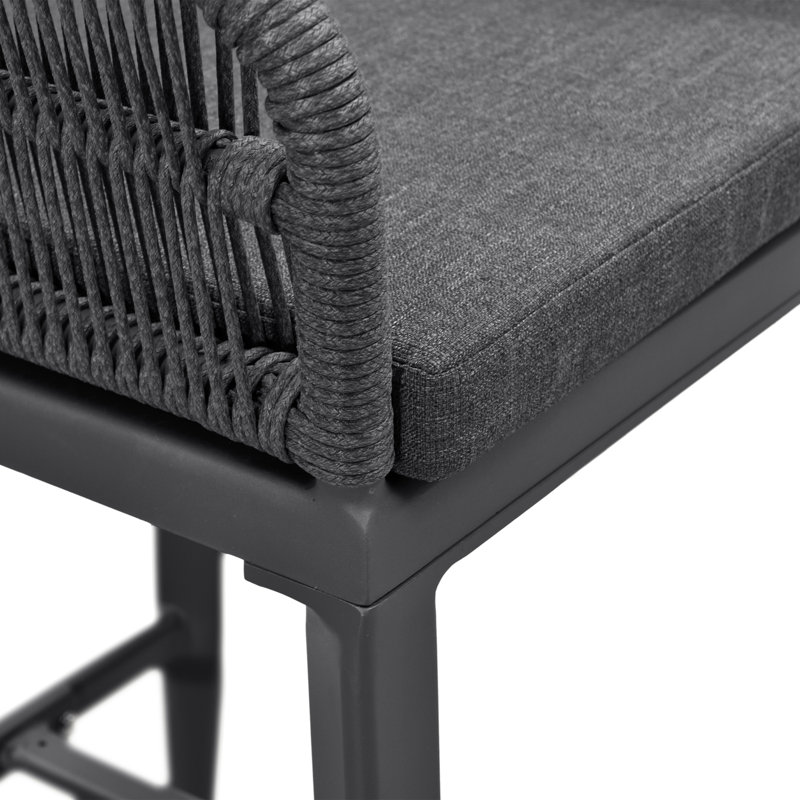 Corrigan Studio  Patio Dining Set With Outdoor Aluminium Dining Table And Woven Rattan Chairs Modern Metal Furniture Cushions Sets For Garden Yard Indoor Decor Kitchen Grey