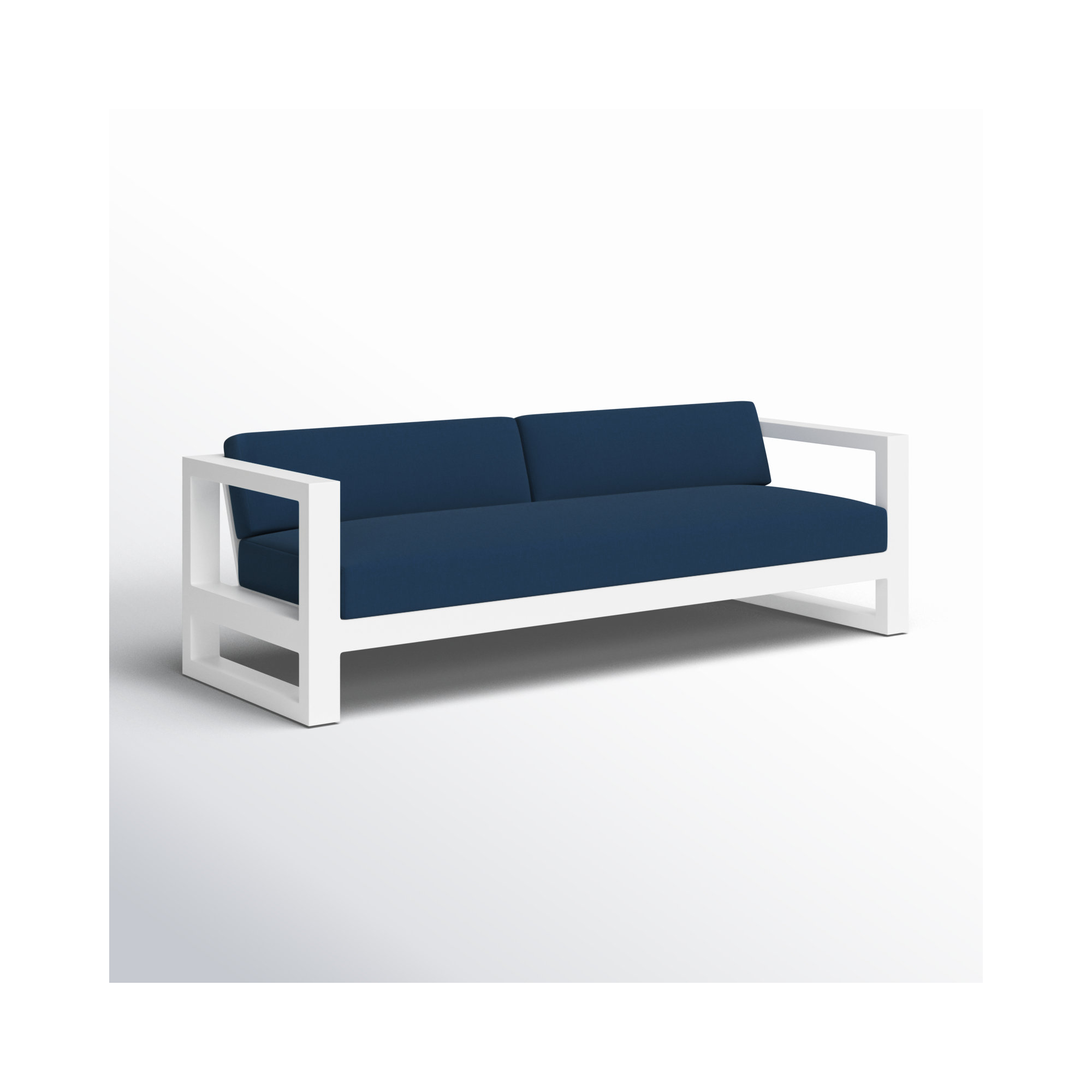 Camela 89.96'' Wide Straight Aluminum Patio Sofa with Sunbrella® Cushions, Spectrum Indigo Sunbrella®