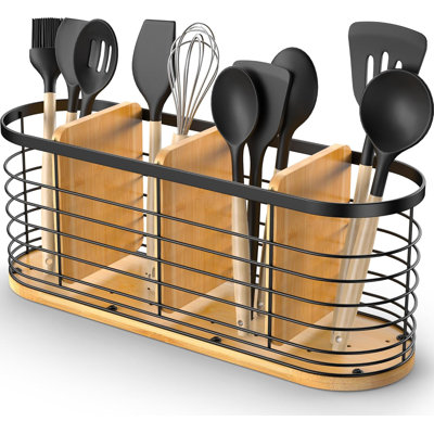 Large Matte Black Kitchen Utensil Holder