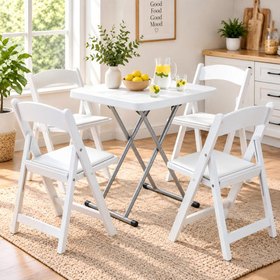 Ensemble table et chaises pliantes 5 pièces avec 4 tabourets, ensemble bistro compact pour 4 personnes, coin repas portatif et table d'appoint.