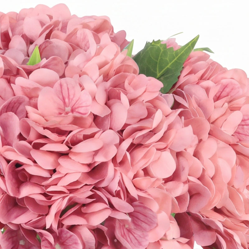 Polysilk Hydrangea Arrangement in Vase, Pink