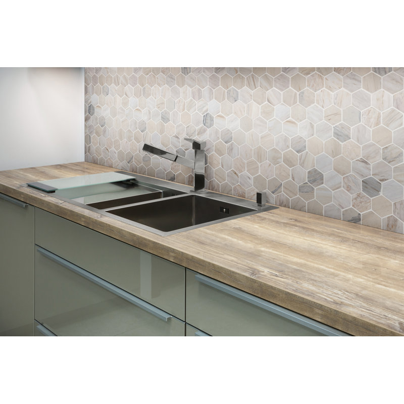 Auralie Hexagon 12 in. x 12 in. Polished Marble Mosaic Floor and Wall Tile