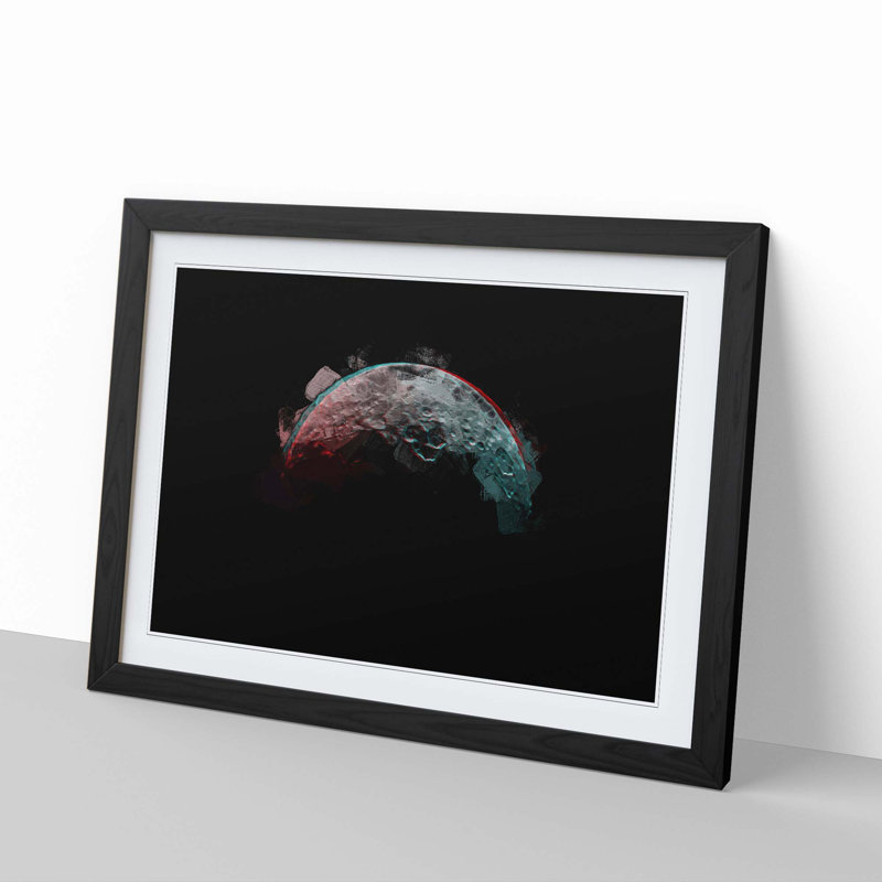 Moon - Picture Frame Graphic Art Print, 27cm H x 36cm W x 2cm D, Black Framed