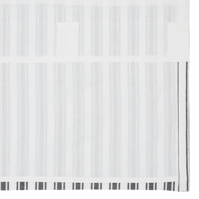  Cantonnière rayée en coton sur mesure en noir / blanc, L 16 po x L 90 po