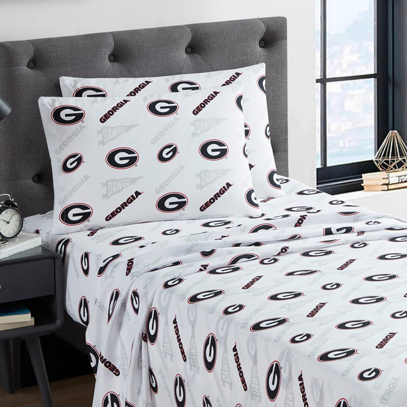 NCAA Bed Sheet Sets By Sweet Home Collection, Georgia Bulldogs - Full, Full Sheet Set with 2 Pillowcases