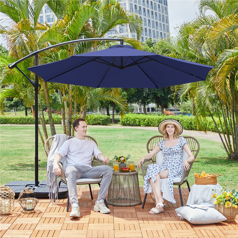 300cm D Patio Offset Umbrella, Navy Blue