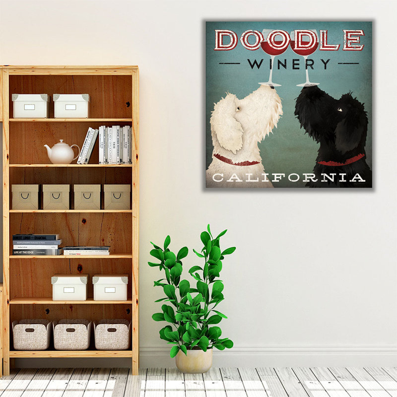 Doodle Wine - Canvas Print Wall Art, 40" H x 40" W