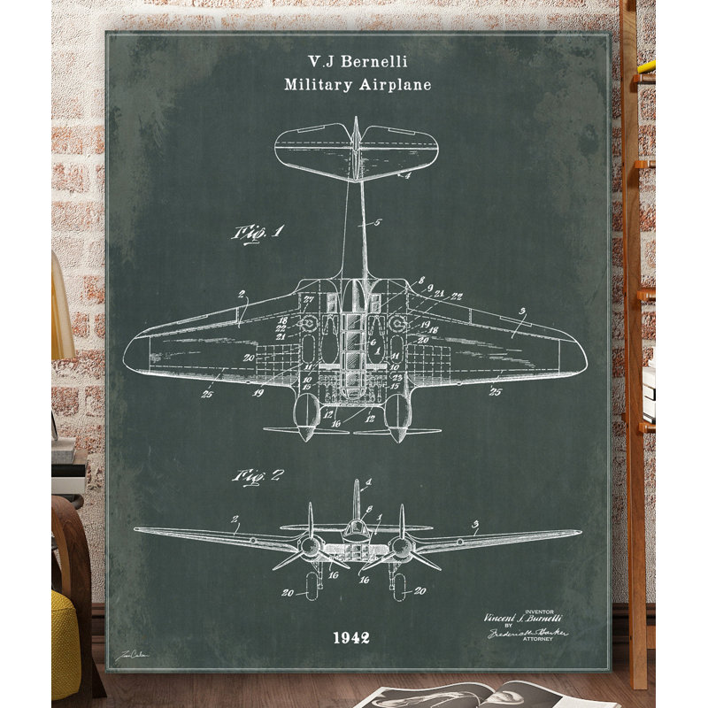 "Avion militaire" par Tina Carison, impression sur toile tendue, H 40 po x l 30 po x P 1,5 po