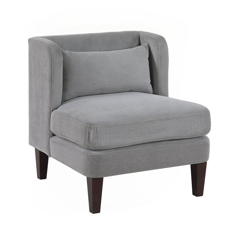 Elodie 27.5" Mid-Century Modern Armless Accent Chair, Dark Gray Velvet