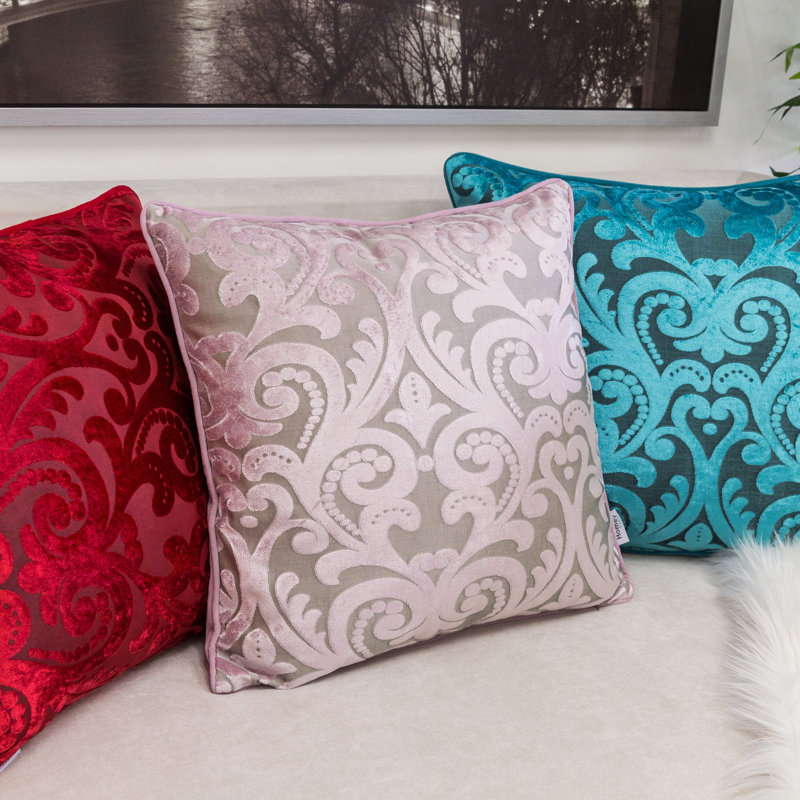 Atiyyah Liana Cut Square Velvet Pillow Cover & Insert, Blush