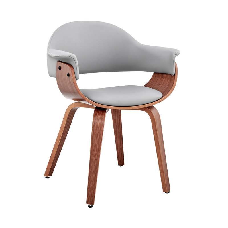 18'' H Upholstered Armchair, Gray, Walnut, Walnut