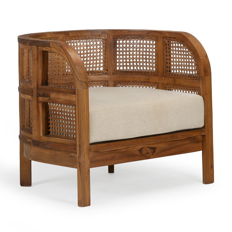 Fauteuil demi-tonneau en lin 32 po