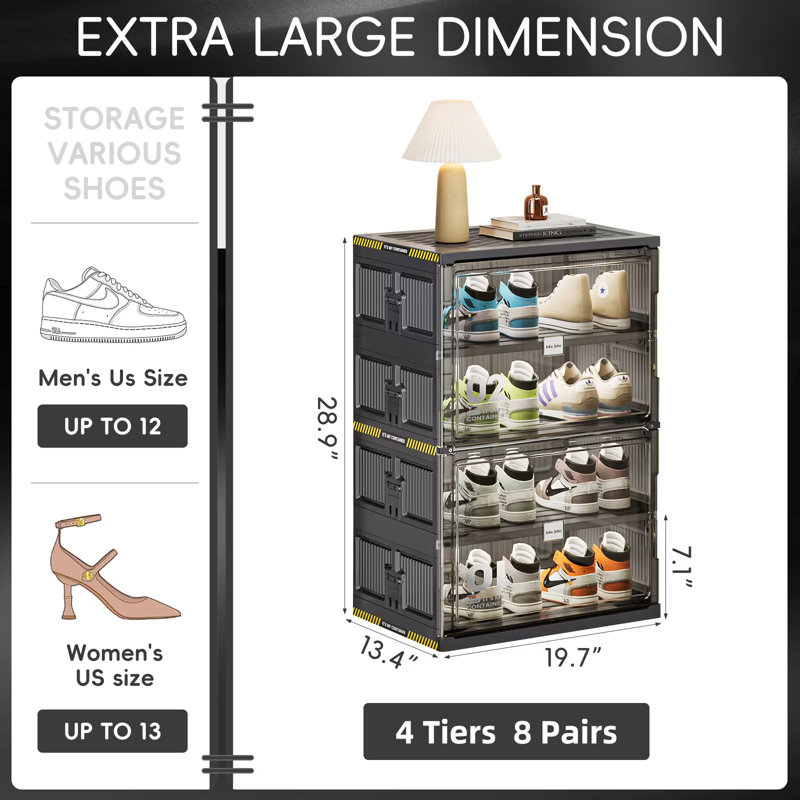 Range-chaussures pliable à 4 niveaux pour vestibule