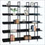 Bibliothèque à 5 niveaux avec bureau ouvert, tablette de style industriel rétro avec structure en métal-675768573