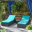 Ensemble de chaises longues 3 pièces avec table d'appoint, coussin, turquoise