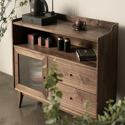 Retro Nut-Brown Solid Wood Sideboard