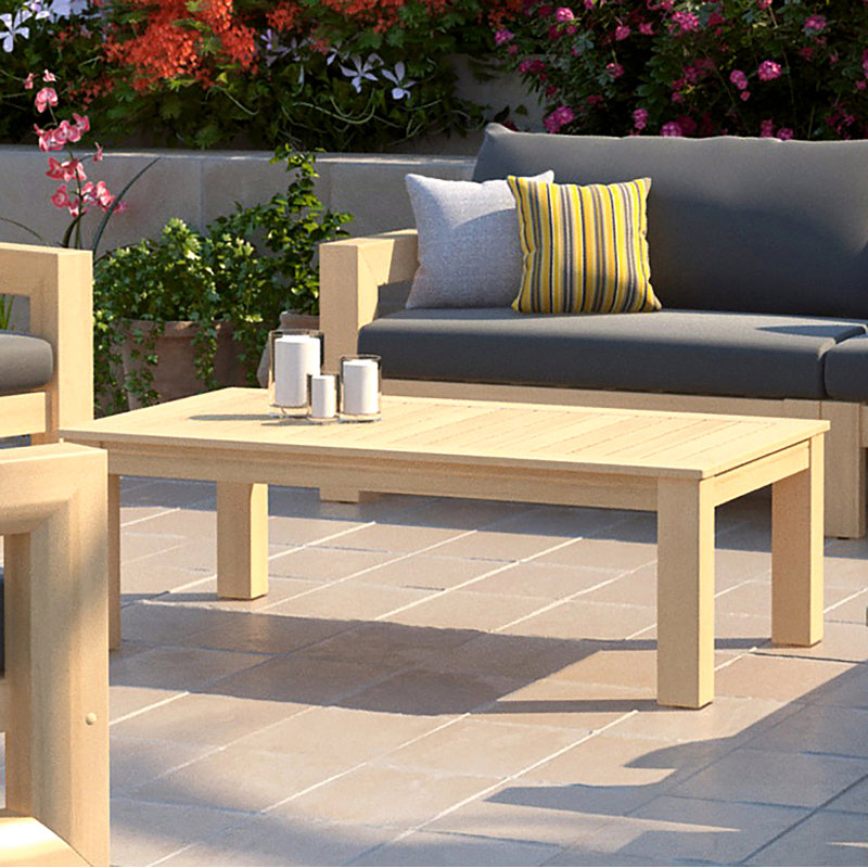 Table basse d'extérieur en acacia Paulet l 23 po x P 47 po