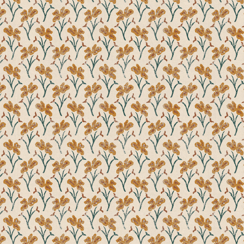 Fauteuil large de 32 po Allura, Ocre et bleu sarcelle floral Vanves