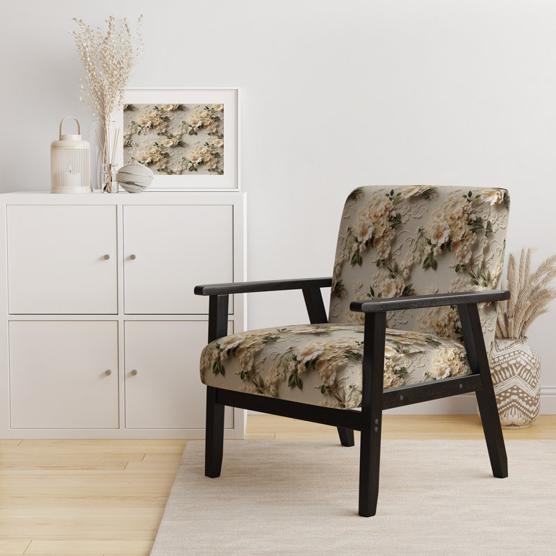 Chaise d'appoint florale Cobalt, Voile de dentelle florale intemporel blanc I