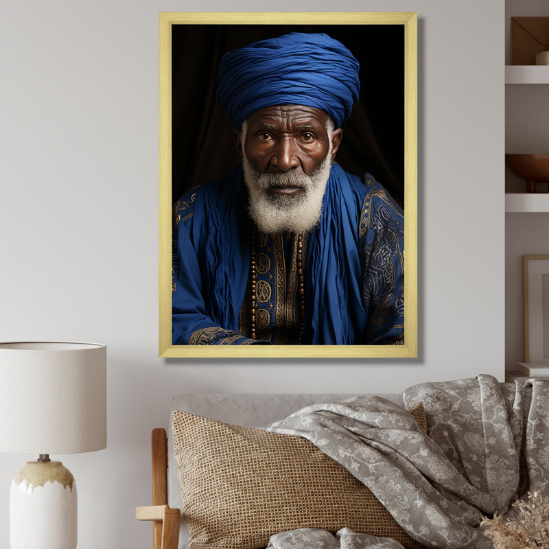 Portrait arabe berbère dans l'atlas I, H 32 po x l 16 po x P 1 po, Cadre doré simple