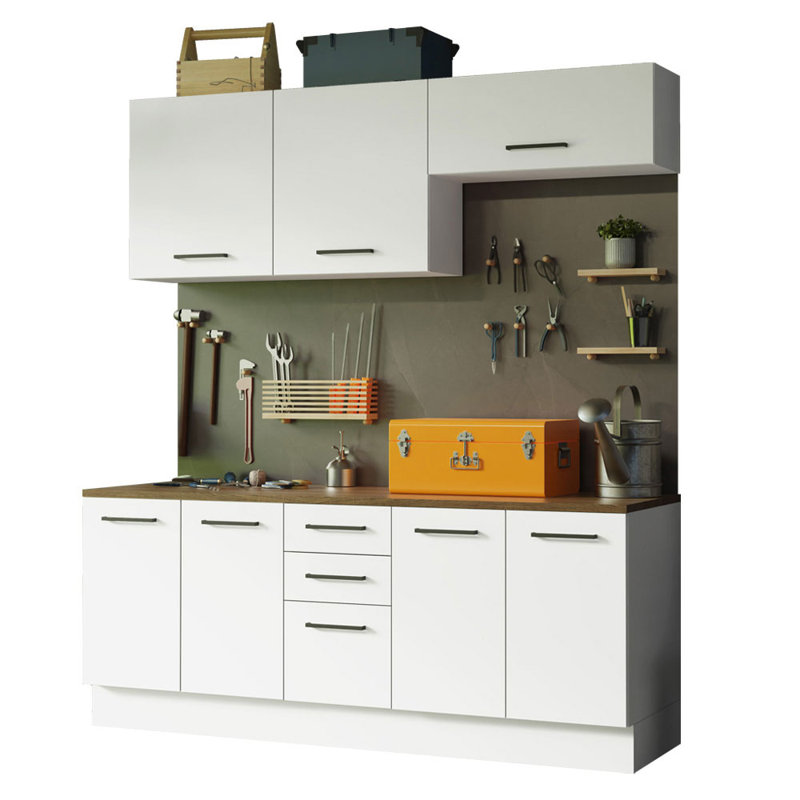 Ensemble d'armoires de rangement 4 pièces pour organisation ultime 78 po Ebern Designs - Blanc