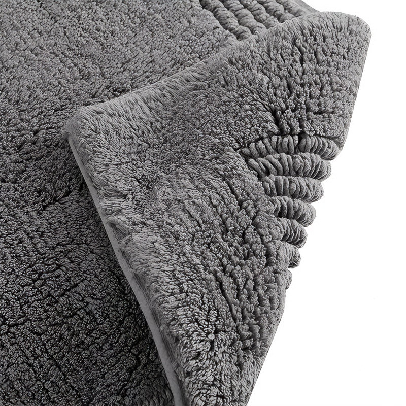 Tapis de bain réversible 100% coton touffeté 3000 g / m², Gris, Simple - L 34 po x l 21 po