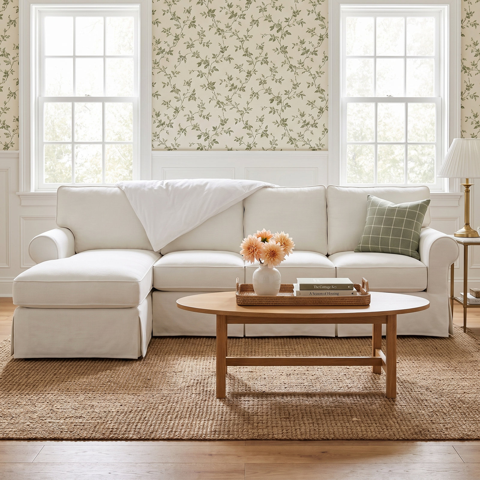 Amari Chaise Sectional, Classic Bleach White Twill, Left Hand Facing