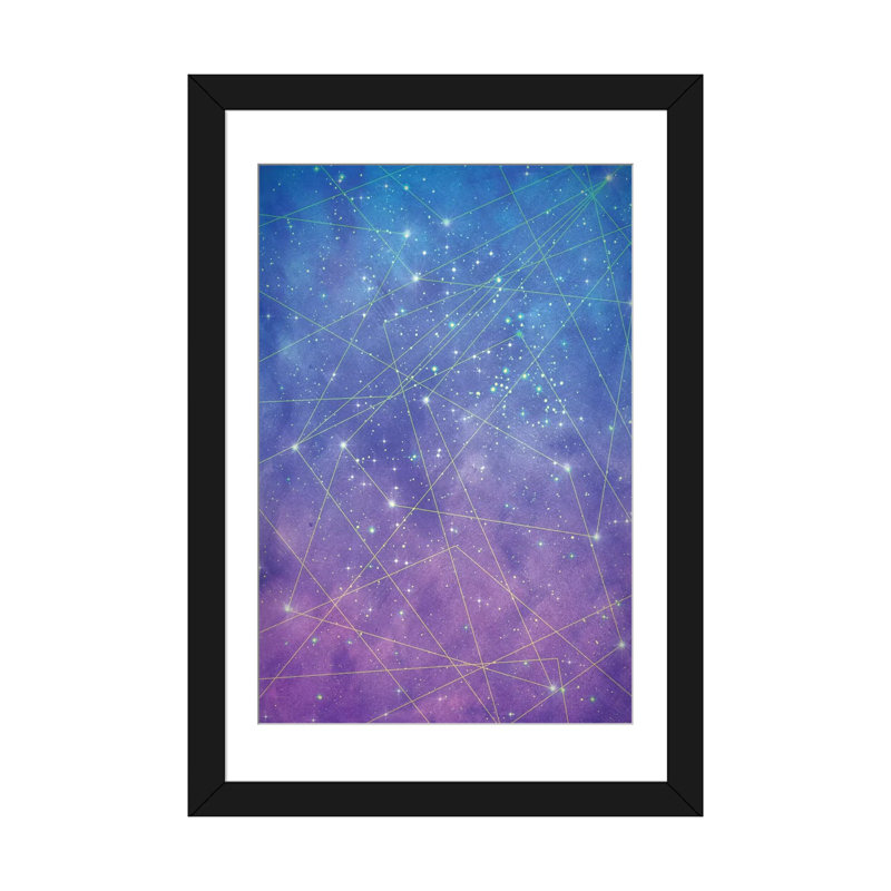 « map of the stars », reproduction d’impression sur toile tendue, Papier d'art encadré noir, Blanc