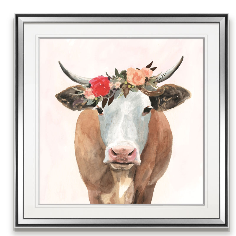 « spring on the farm ii », peinture, H 16 po x l 16 po x P 1,5 po, Encadrement argenté