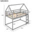 Lit simple superposé au-dessus d'un lit bas gris - semblable à une maison pour une structure aventureuse