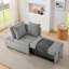 Fauteuil convertible convertible à dossier réglable avec canapé-lit et roulettes, tissu en lin moderne pour le salon pour les espaces restreints-131049490-131049492