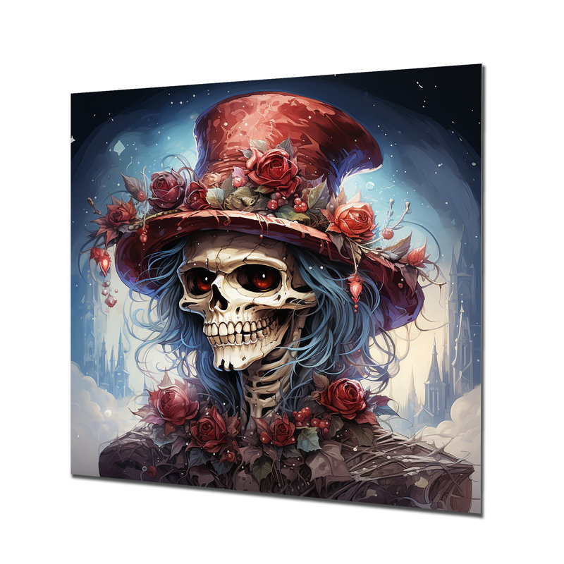 Cauchemar avant Noël Graveyard II - art mural mode crâne en métal, H 16 po x l 16 po
