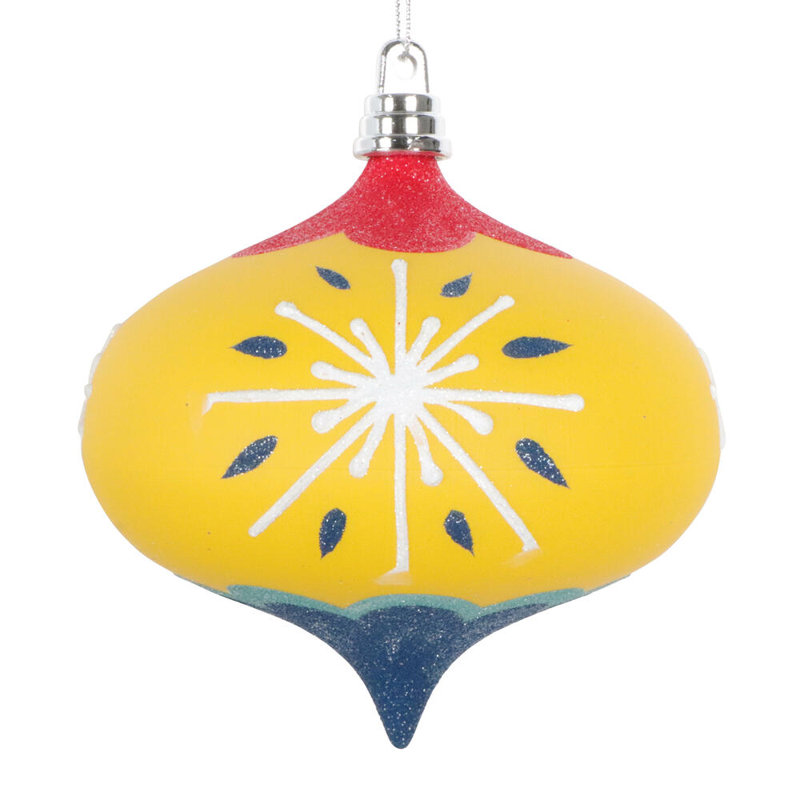 Ornement en oignon jaune peint à la main de 4 po Vickerman. Comprend 3 pièces par sac.