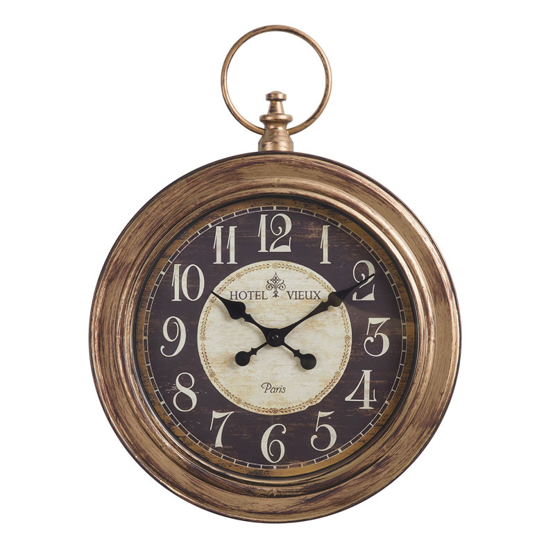 Horloge murale traditionnelle, ronde, 45,7 cm (18 pouces), marron antique